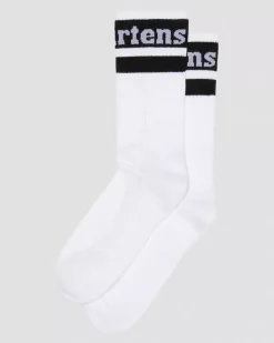 Socks|Accessories>Dr. Martens Athletic Logo Organic Cotton Blend Socks White+Black — Cotton Blend
