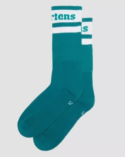 Socks|Accessories>Dr. Martens Athletic Logo Organic Cotton Blend Socks TEAL GREEN — Cotton Blend