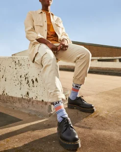 Socks|Sale>Dr. Martens Athletic Logo Organic Cotton Blend Socks Zen Blue — Cotton Blend