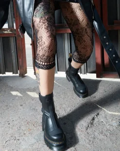 Platform Boots|Chelsea Boots>Dr. Martens Audrick Alternative Leather Chelsea Hi Platform Boots BLACK