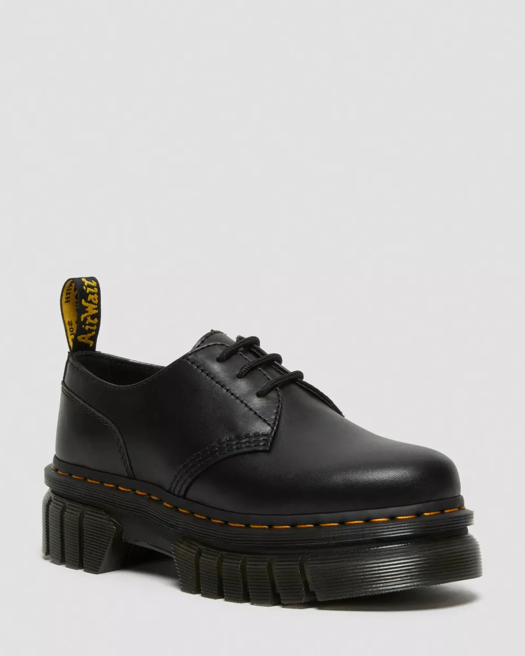Platform Shoes|Oxfords>Dr. Martens Audrick Nappa Leather Platform Shoes Black — Nappa Lux
