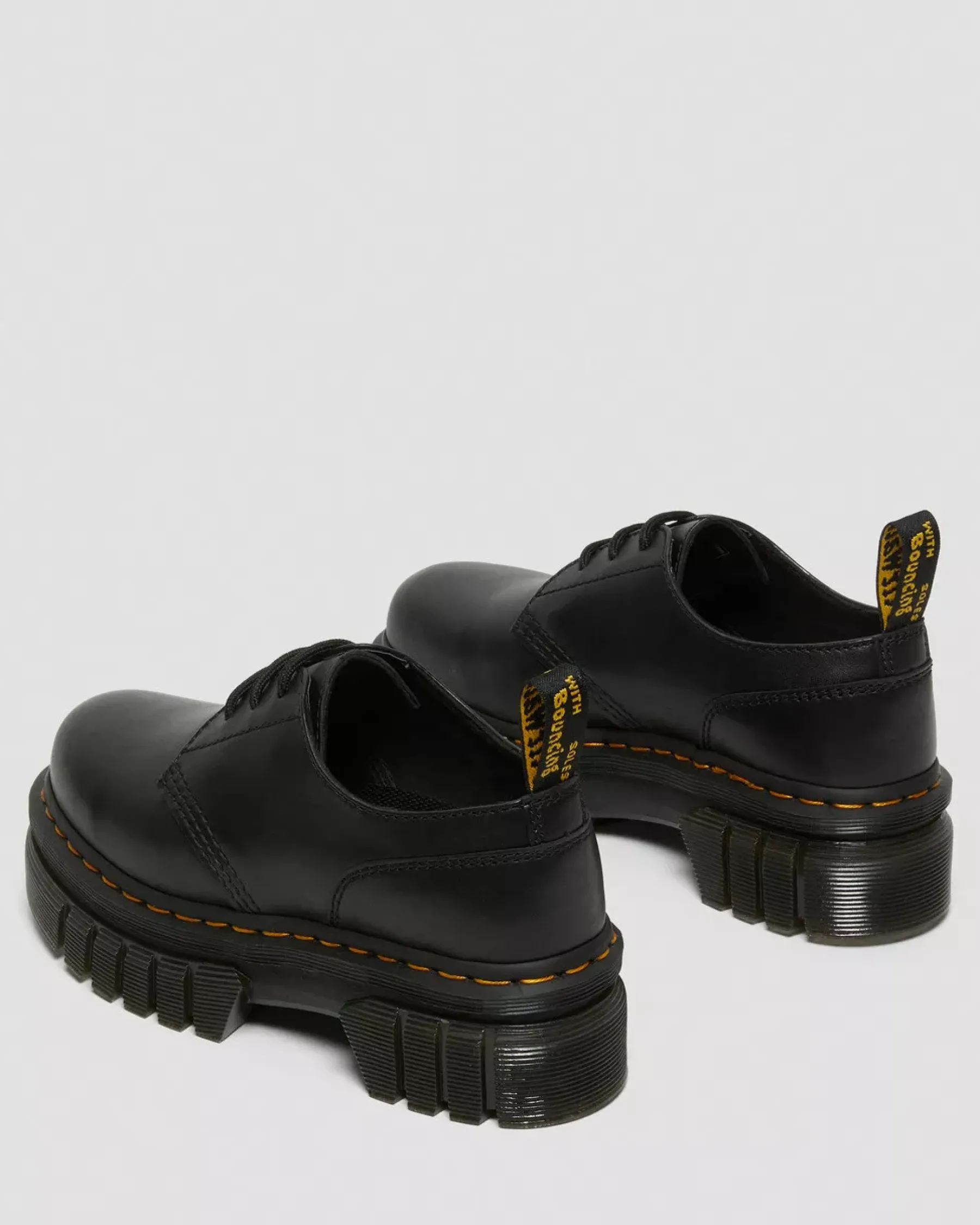 Platform Shoes|Oxfords>Dr. Martens Audrick Nappa Leather Platform Shoes Black — Nappa Lux