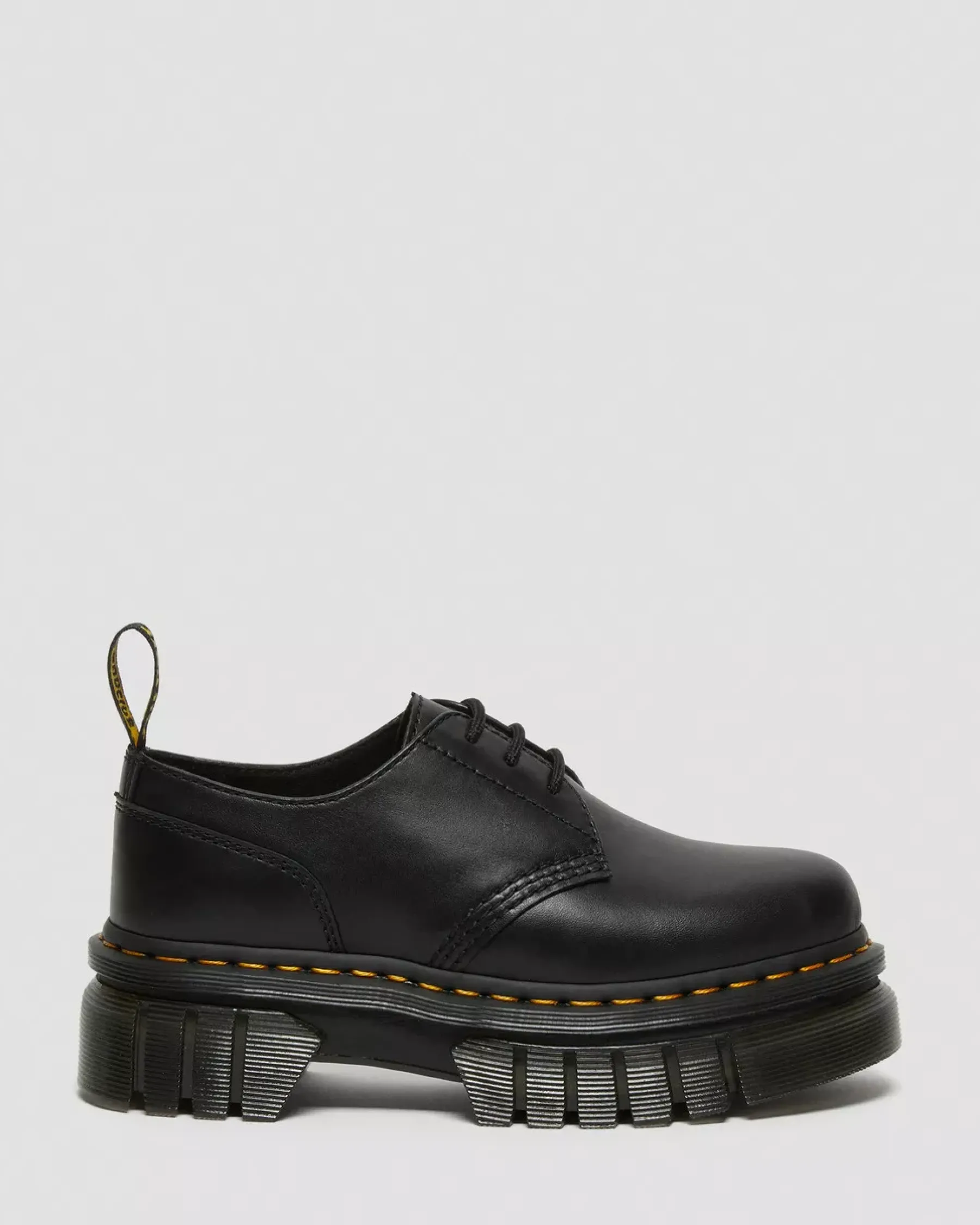 Platform Shoes|Oxfords>Dr. Martens Audrick Nappa Leather Platform Shoes Black — Nappa Lux
