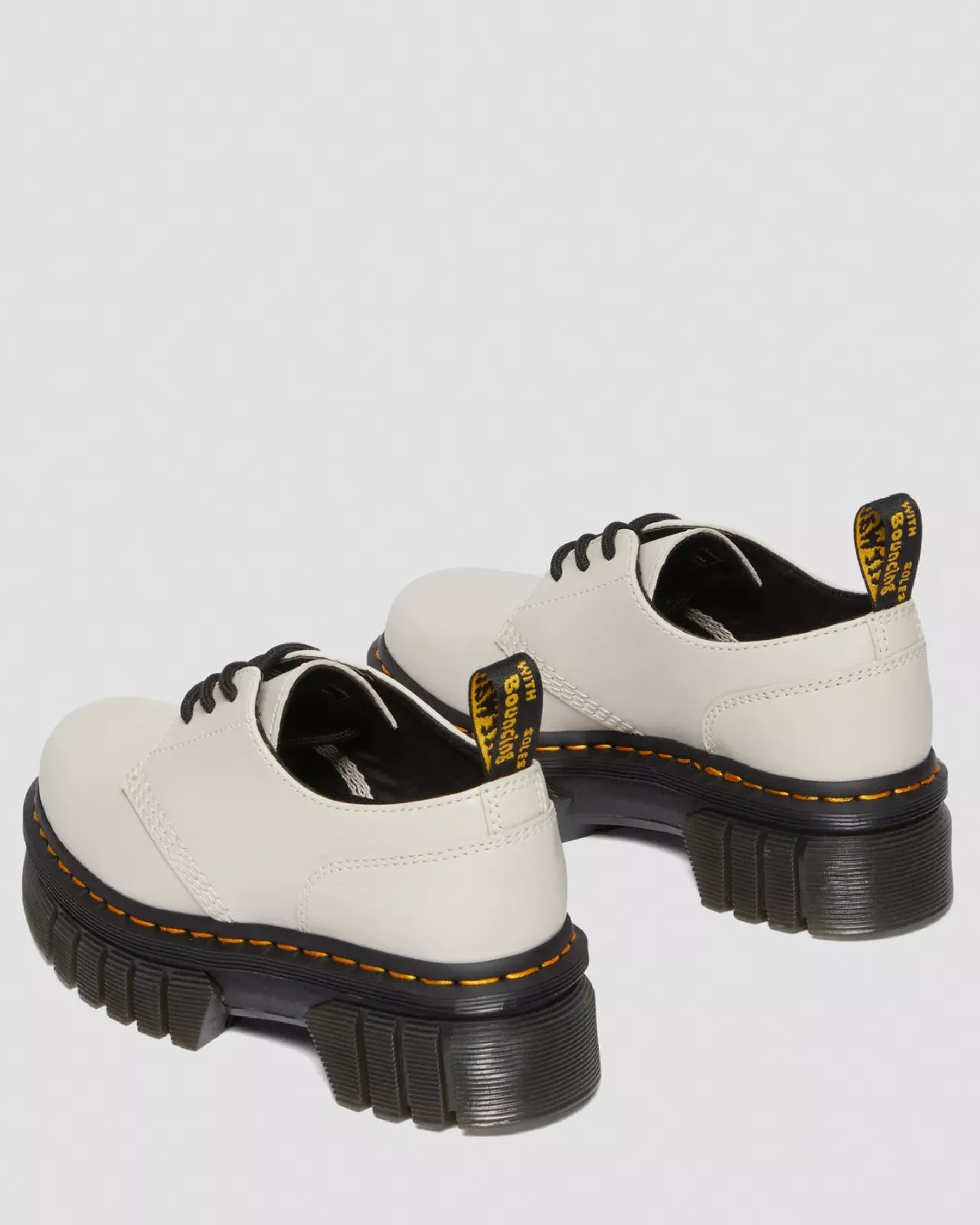 Platform Shoes|Oxfords>Dr. Martens Audrick Nappa Leather Platform Shoes Cobblestone Grey — Nappa Lux