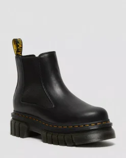 Platform Boots|Chelsea Boots>Dr. Martens Audrick Nappa Leather Platform Chelsea Boots Black — Nappa Lux