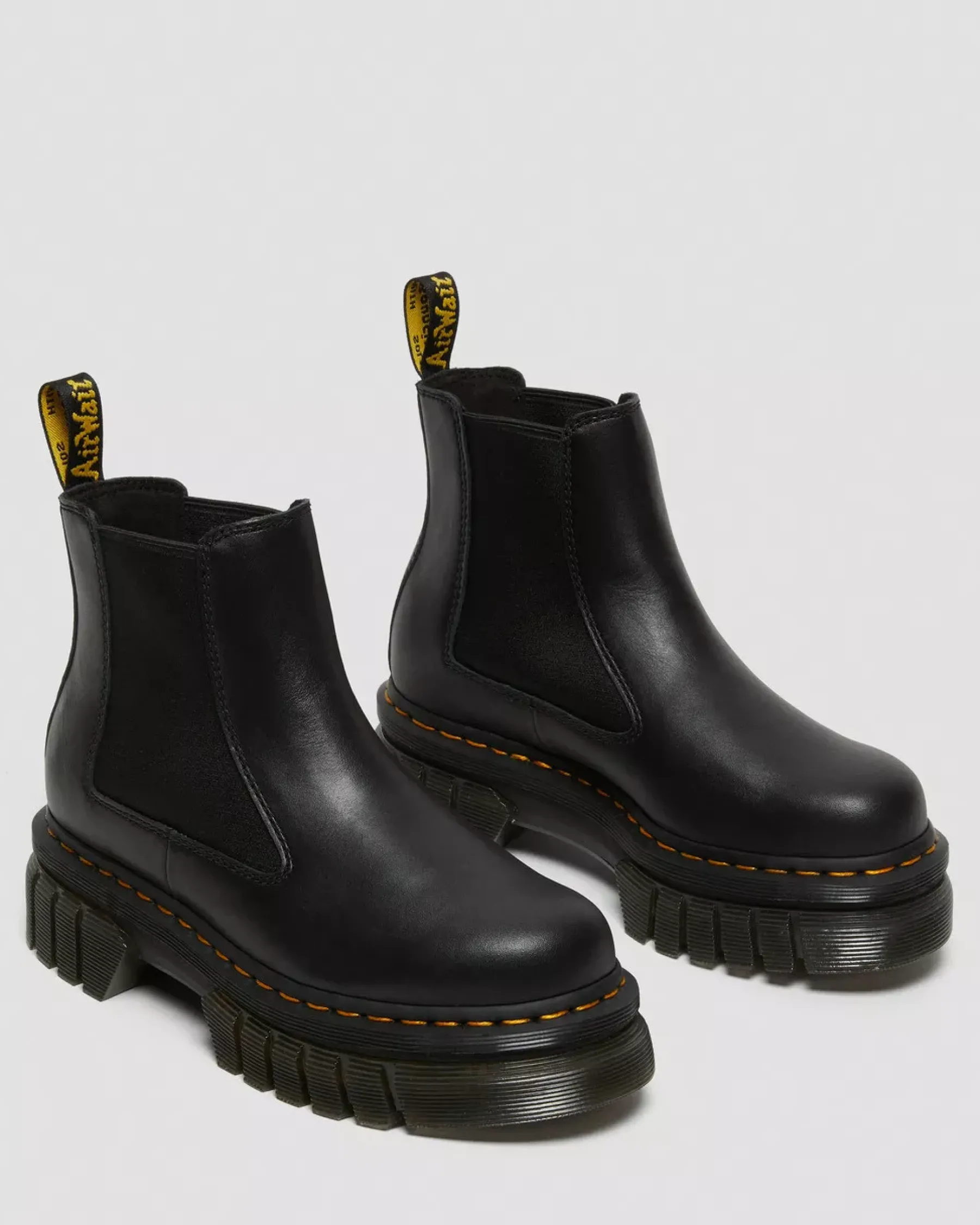 Platform Boots|Chelsea Boots>Dr. Martens Audrick Nappa Leather Platform Chelsea Boots Black — Nappa Lux