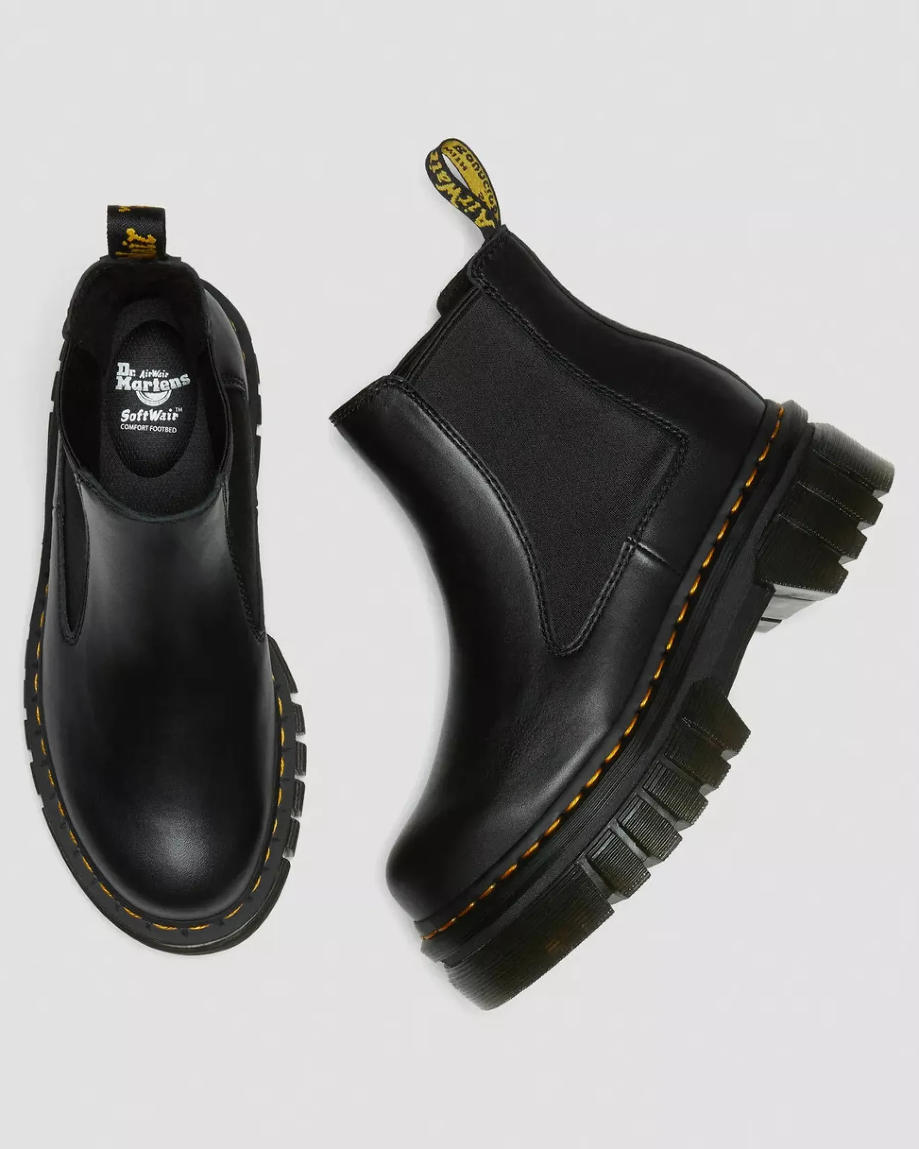 Platform Boots|Chelsea Boots>Dr. Martens Audrick Nappa Leather Platform Chelsea Boots Black — Nappa Lux