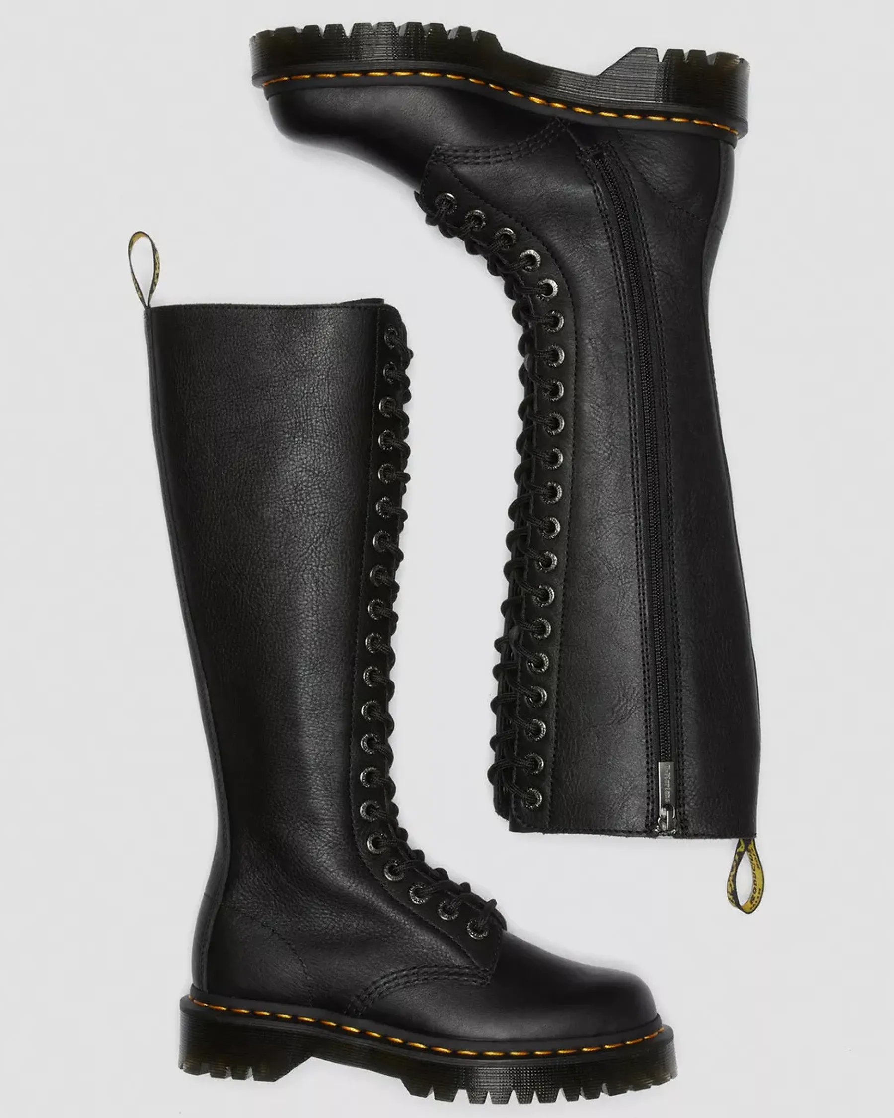 Platform Boots|Platforms>Dr. Martens 1B60 Bex Pisa Leather Knee High Boots Black — Pisa