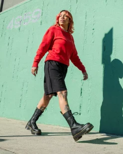 Platform Boots|Ankle Boots>Dr. Martens 1B99 Pisa Leather Mid Calf Lace Up Boots Black — Pisa