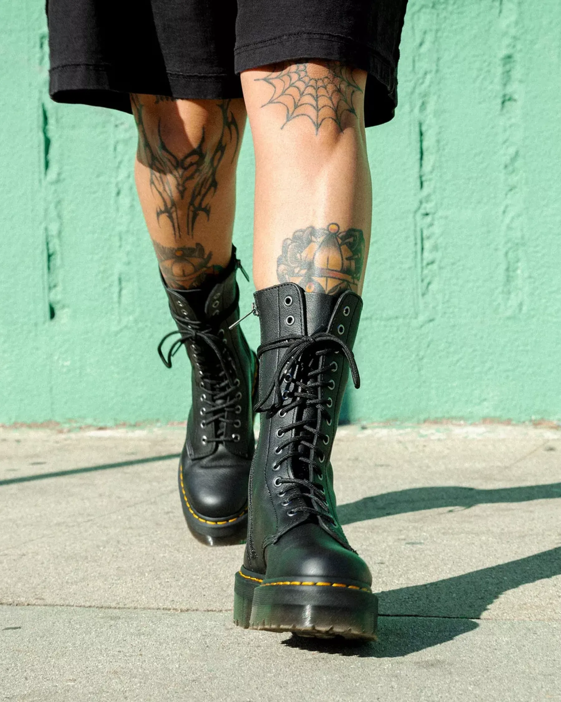Platform Boots|Ankle Boots>Dr. Martens 1B99 Pisa Leather Mid Calf Lace Up Boots Black — Pisa