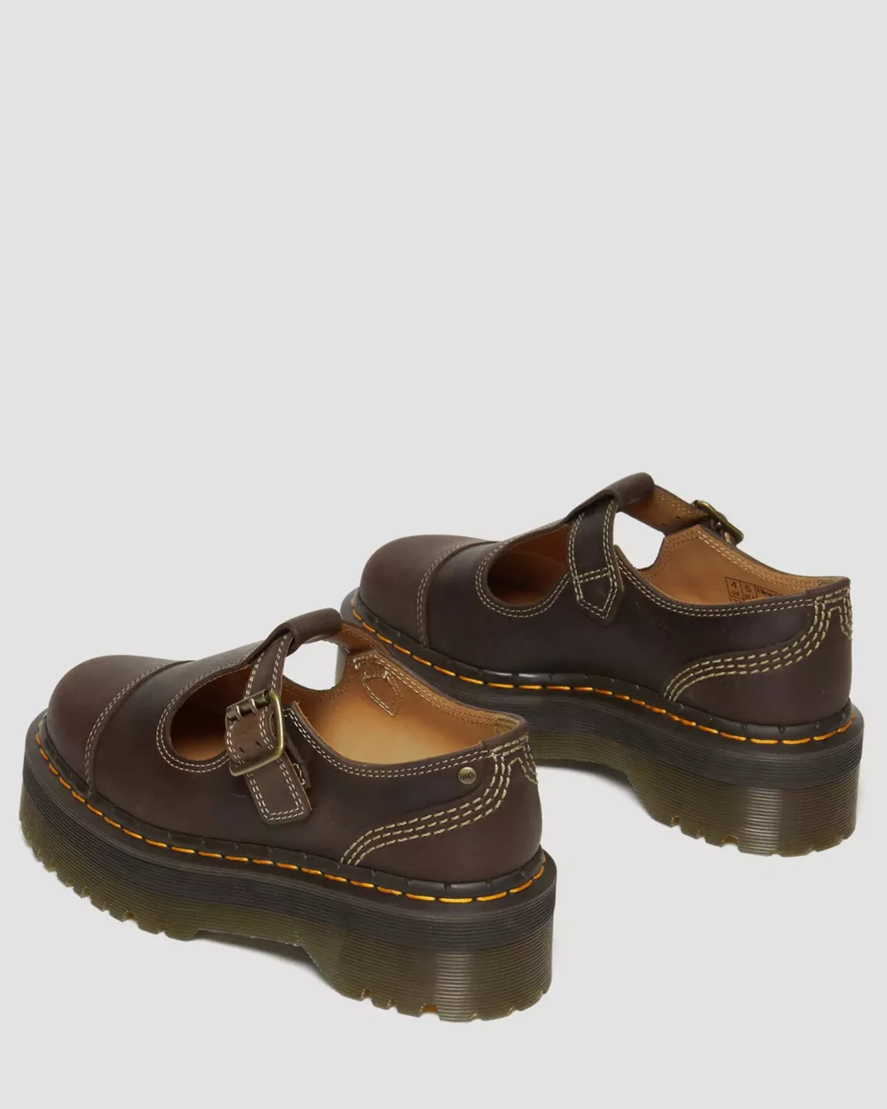 Platform Shoes|Mary Janes>Dr. Martens Bethan Arc Crazy Horse Leather Platform Mary Jane Shoes Dark Brown — Crazy Horse