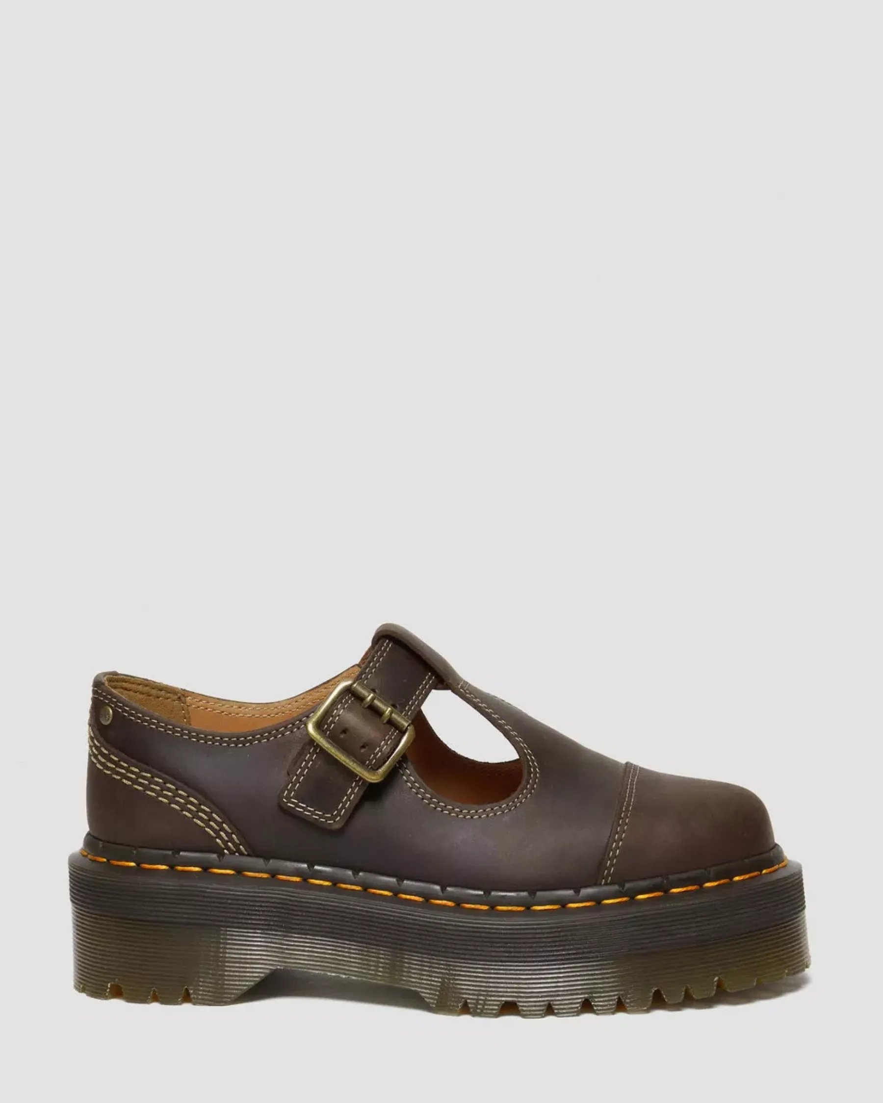 Platform Shoes|Mary Janes>Dr. Martens Bethan Arc Crazy Horse Leather Platform Mary Jane Shoes Dark Brown — Crazy Horse
