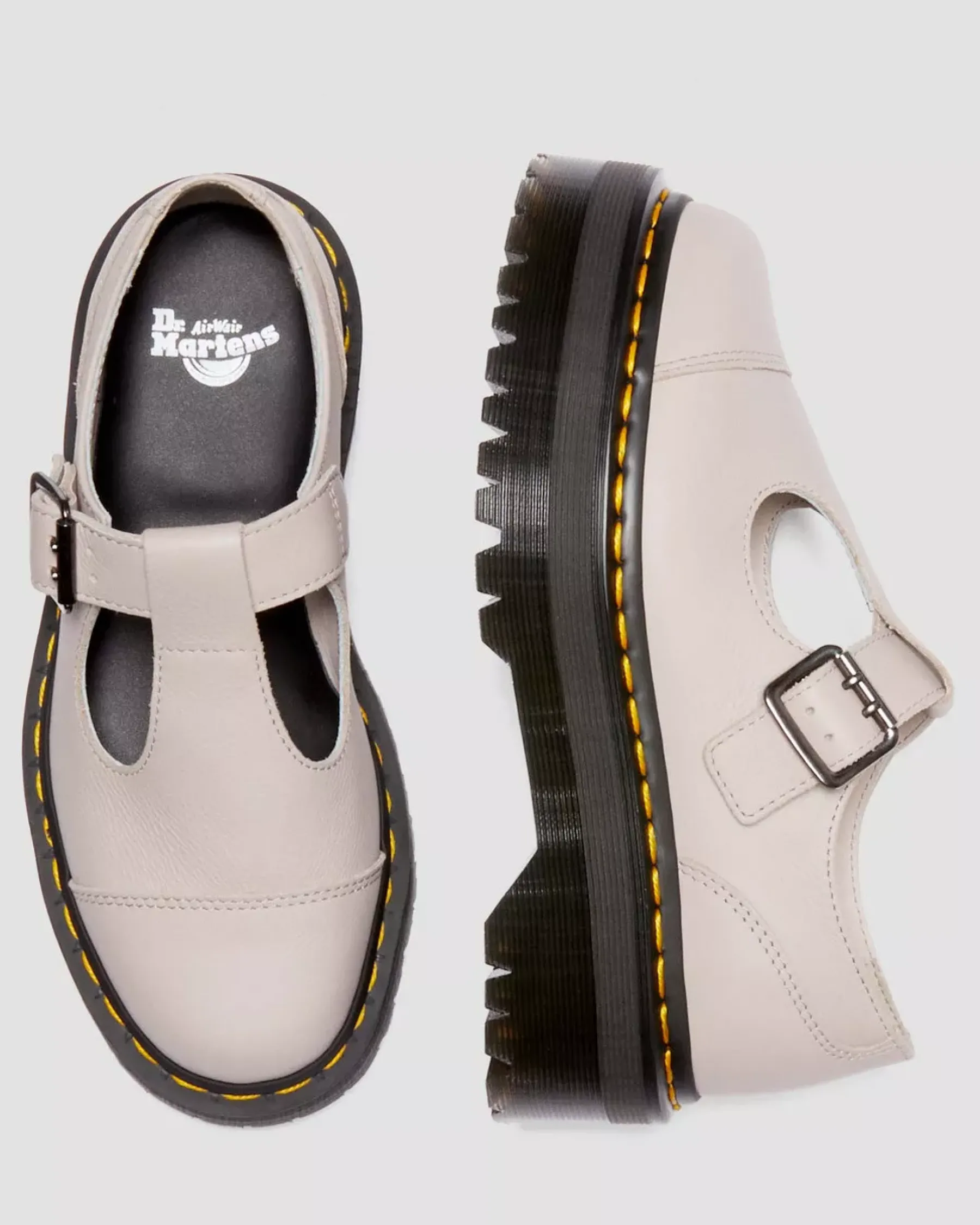 Sale|Platform Shoes>Dr. Martens Bethan Pisa Leather Platform Mary Jane Shoes VINTAGE TAUPE — Pisa