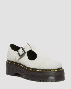 Platforms|Platform Shoes>Dr. Martens Bethan Tumbled Nubuck Leather Platform Mary Jane Shoes Smoked Mint — Tumbled Nubuck