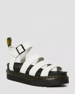 Platform Sandals|Strap Sandals>Dr. Martens Blaire Hydro Leather Strap Sandals White — Hydro Leather