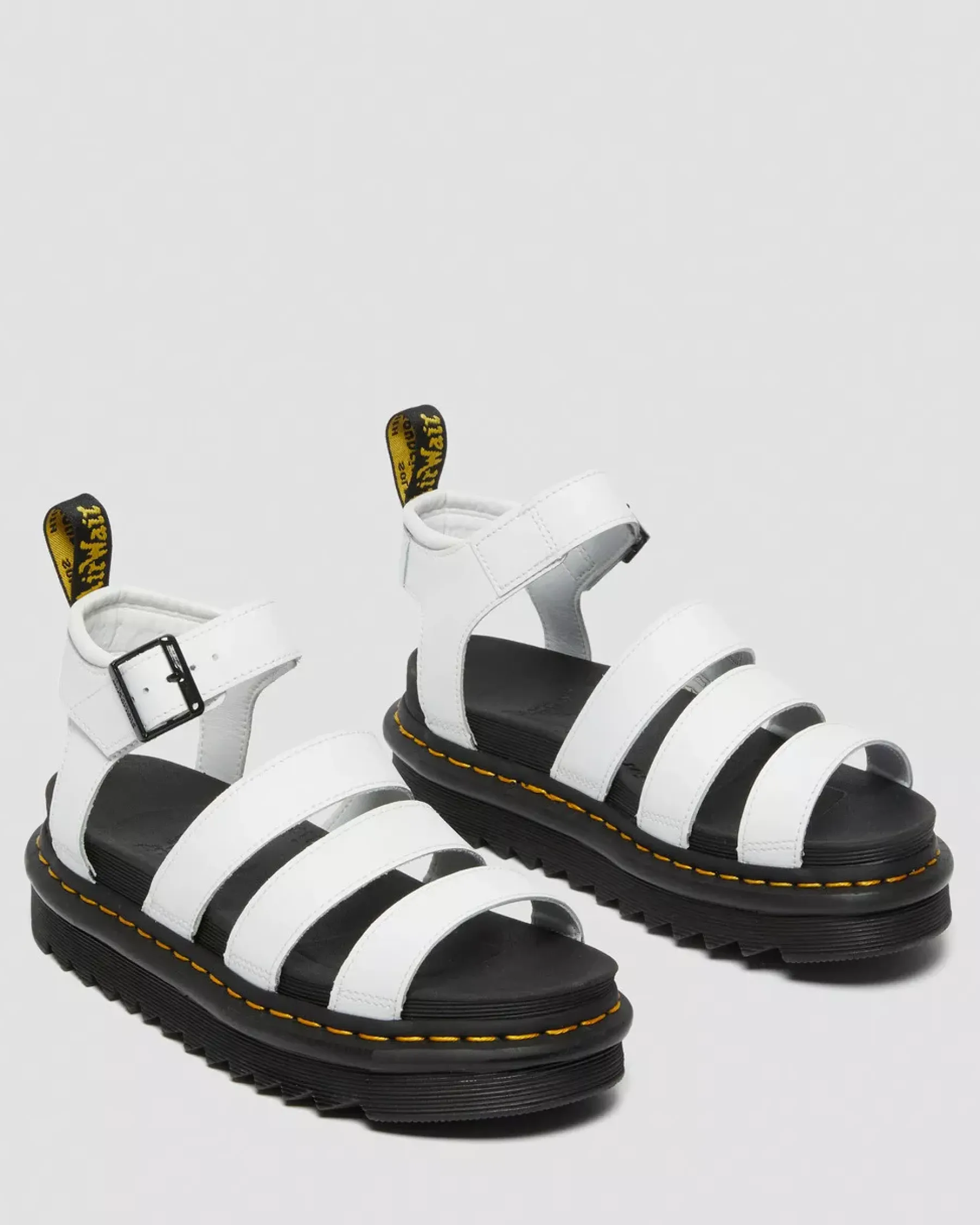 Platform Sandals|Strap Sandals>Dr. Martens Blaire Hydro Leather Strap Sandals White — Hydro Leather