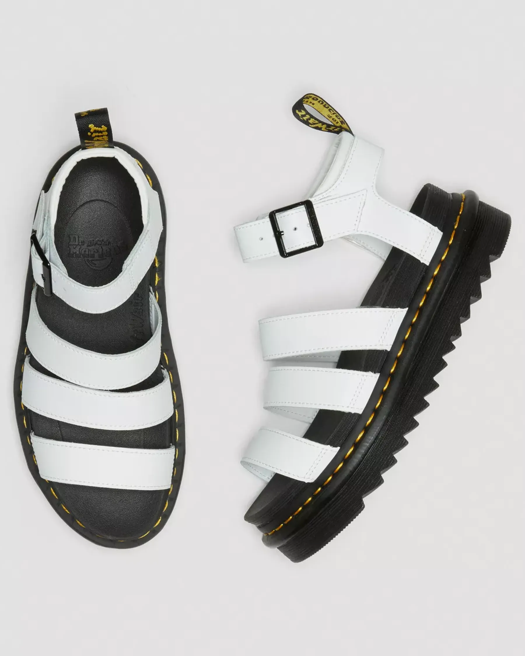 Platform Sandals|Strap Sandals>Dr. Martens Blaire Hydro Leather Strap Sandals White — Hydro Leather