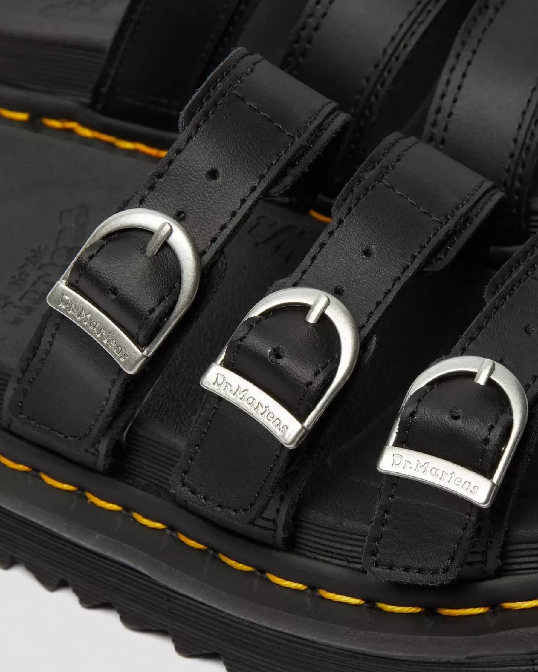 Bestsellers|Platform Sandals>Dr. Martens Blaire Leather Slide Sandals Black — Hydro Leather