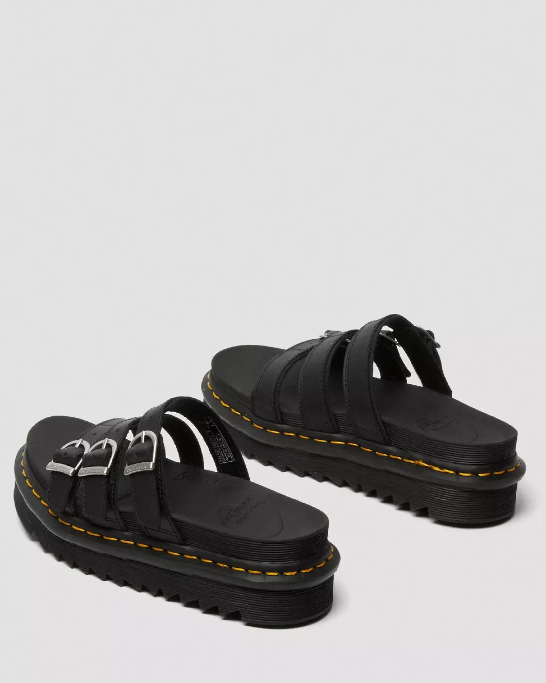 Bestsellers|Platform Sandals>Dr. Martens Blaire Leather Slide Sandals Black — Hydro Leather