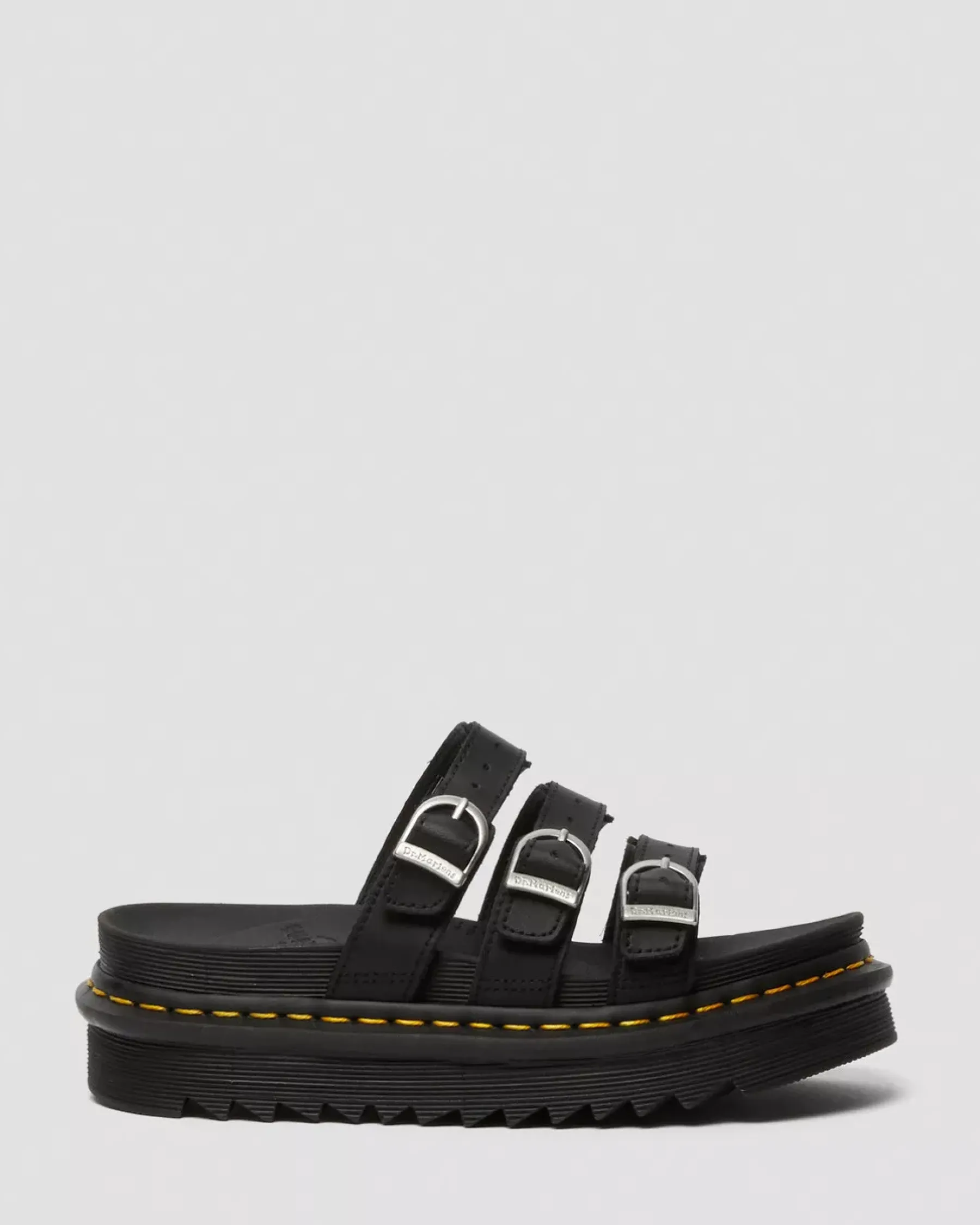 Bestsellers|Platform Sandals>Dr. Martens Blaire Leather Slide Sandals Black — Hydro Leather