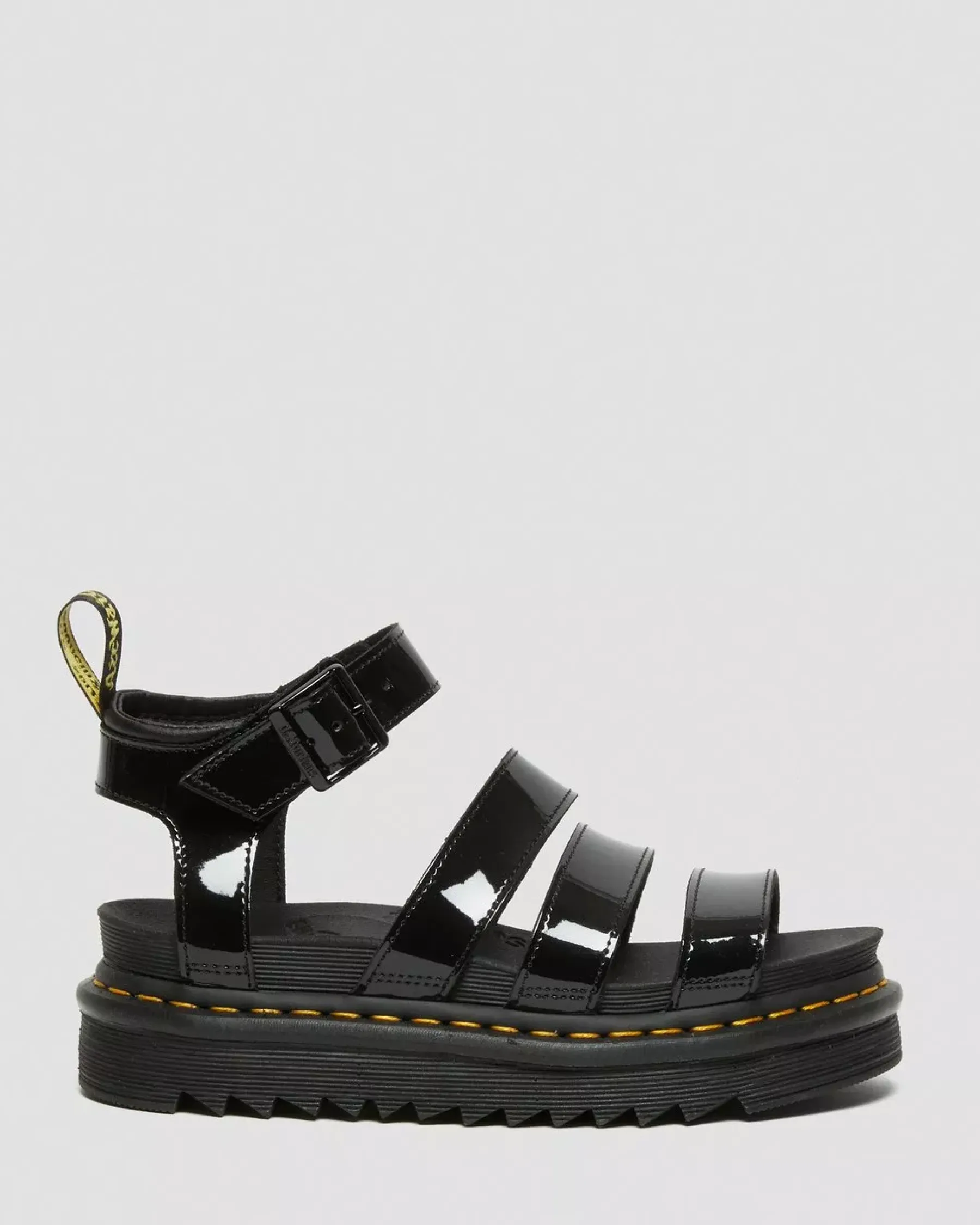 Platform Sandals|Strap Sandals>Dr. Martens Blaire Patent Leather Strap Sandals Black — Patent Leather