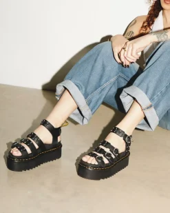 Platform Sandals|Strap Sandals>Dr. Martens Blaire Piercing Leather Platform Sandals Black — Athena