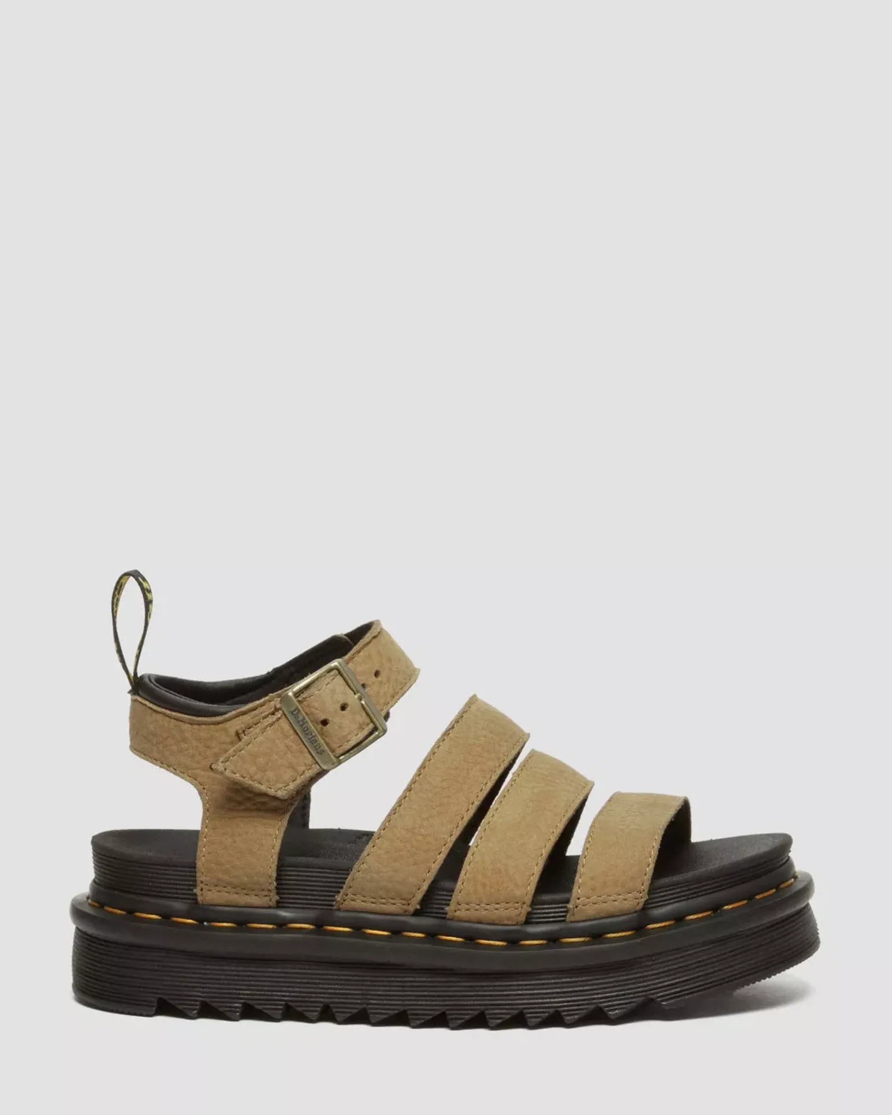Strap Sandals|Sandals>Dr. Martens Blaire Tumbled Nubuck Leather Sandals Savannah Tan — Tumbled Nubuck