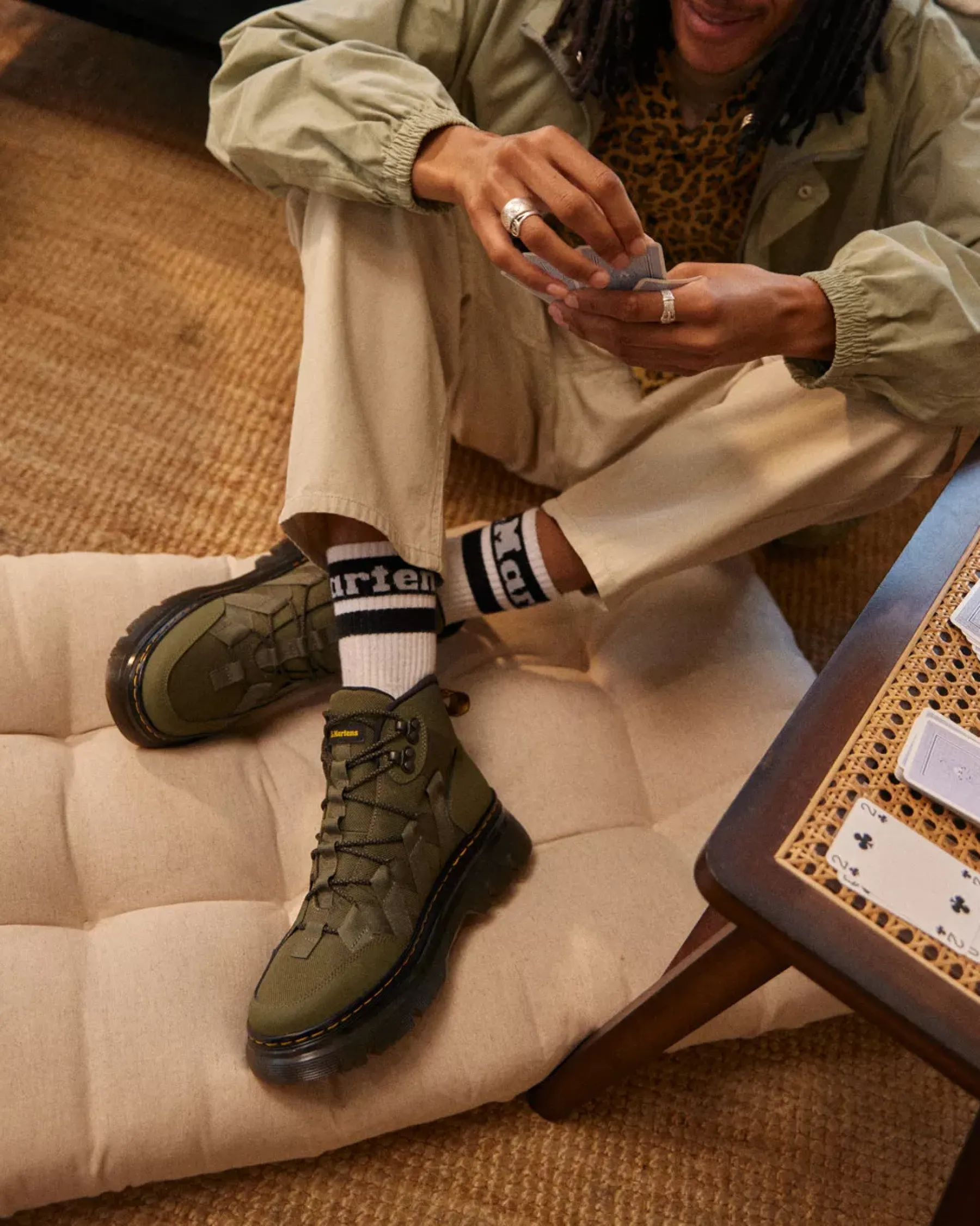 Sale|Casual Boots>Dr. Martens Boury Leather Casual Boots Khaki Green — Ajax+Extra Tough 50/50