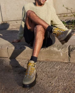 Sale|Casual Boots>Dr. Martens Boury Nylon & Leather Casual Boots Pale Olive — Cyclone Nylon+Lapstone