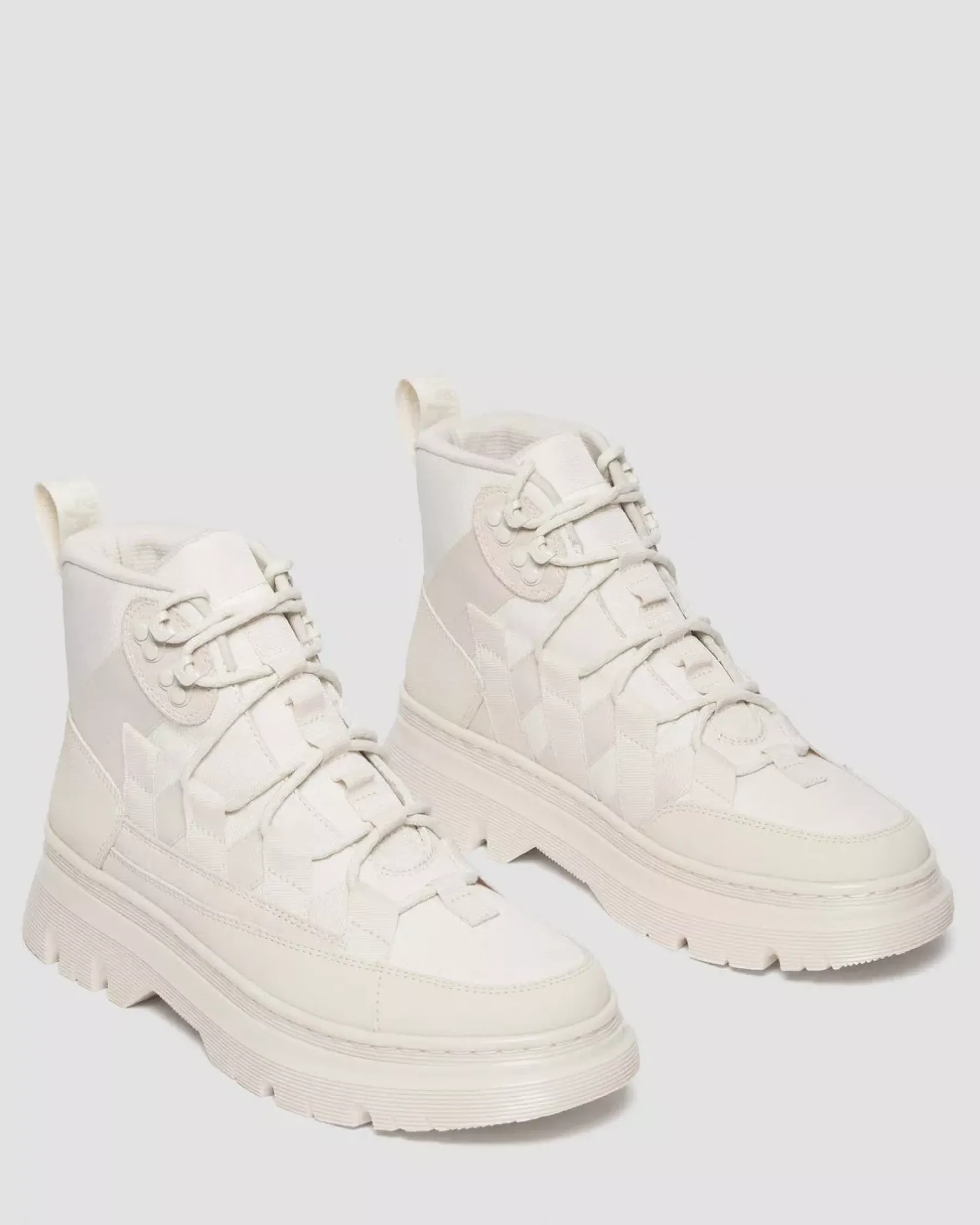 Casual Boots|Ankle Boots>Dr. Martens Boury Poly & Leather Casual Boots BONE — Poly Ripstop + Eh Suede + Ajax