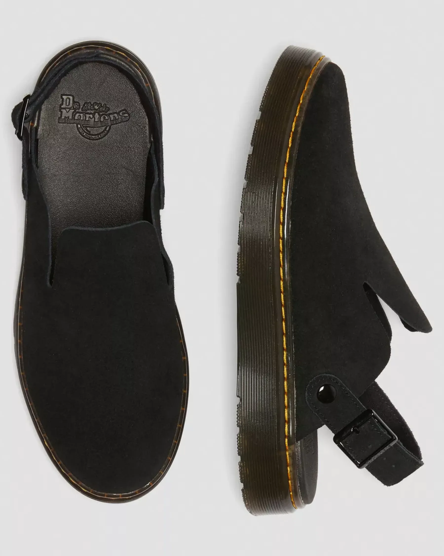 Bestsellers|Shoes>Dr. Martens Carlson Suede Casual Slingback Mules Black — E.H.Suede