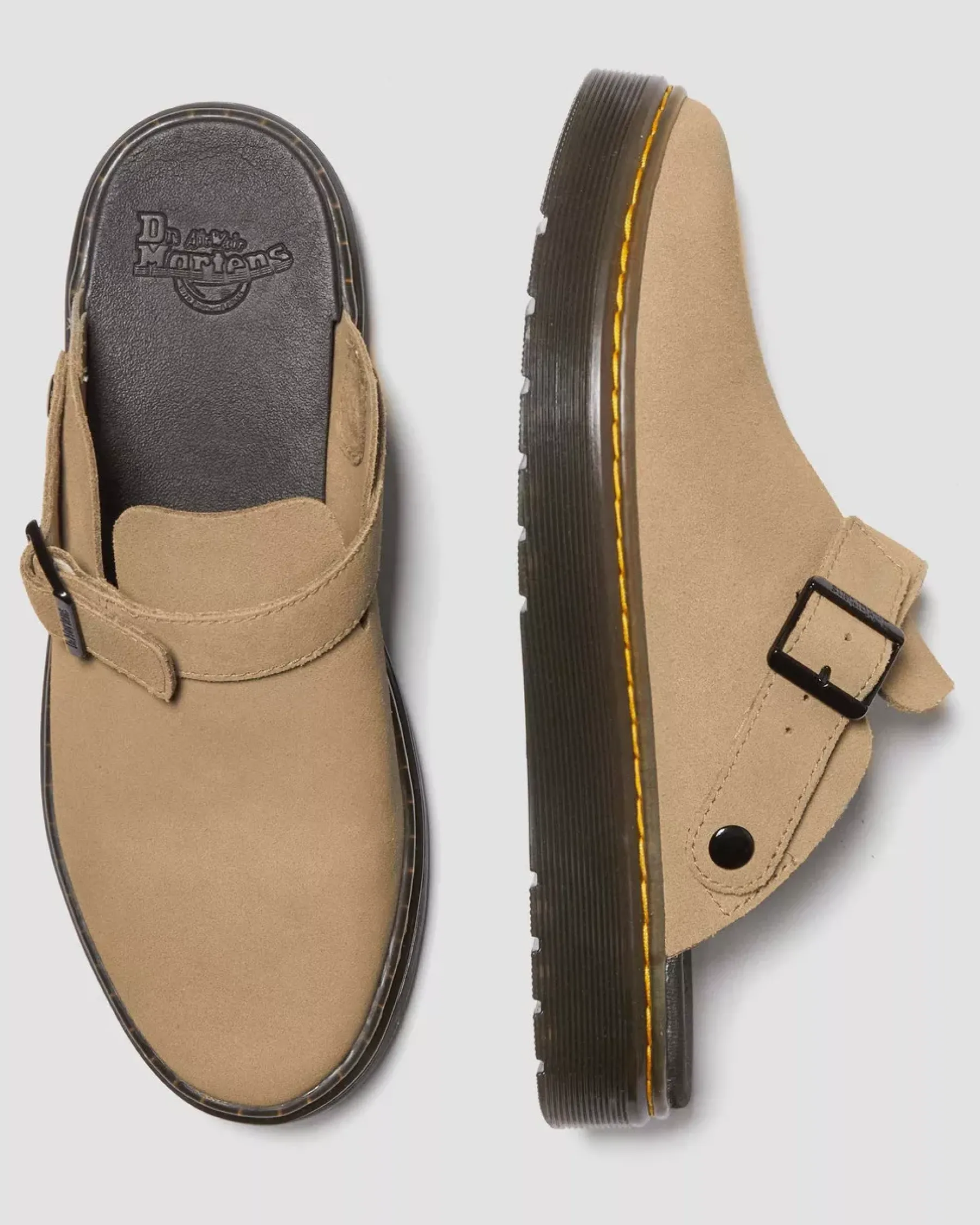 Mules & Slides|Shoes>Dr. Martens Carlson Suede Casual Slingback Mules Savannah Tan — E.H.Suede