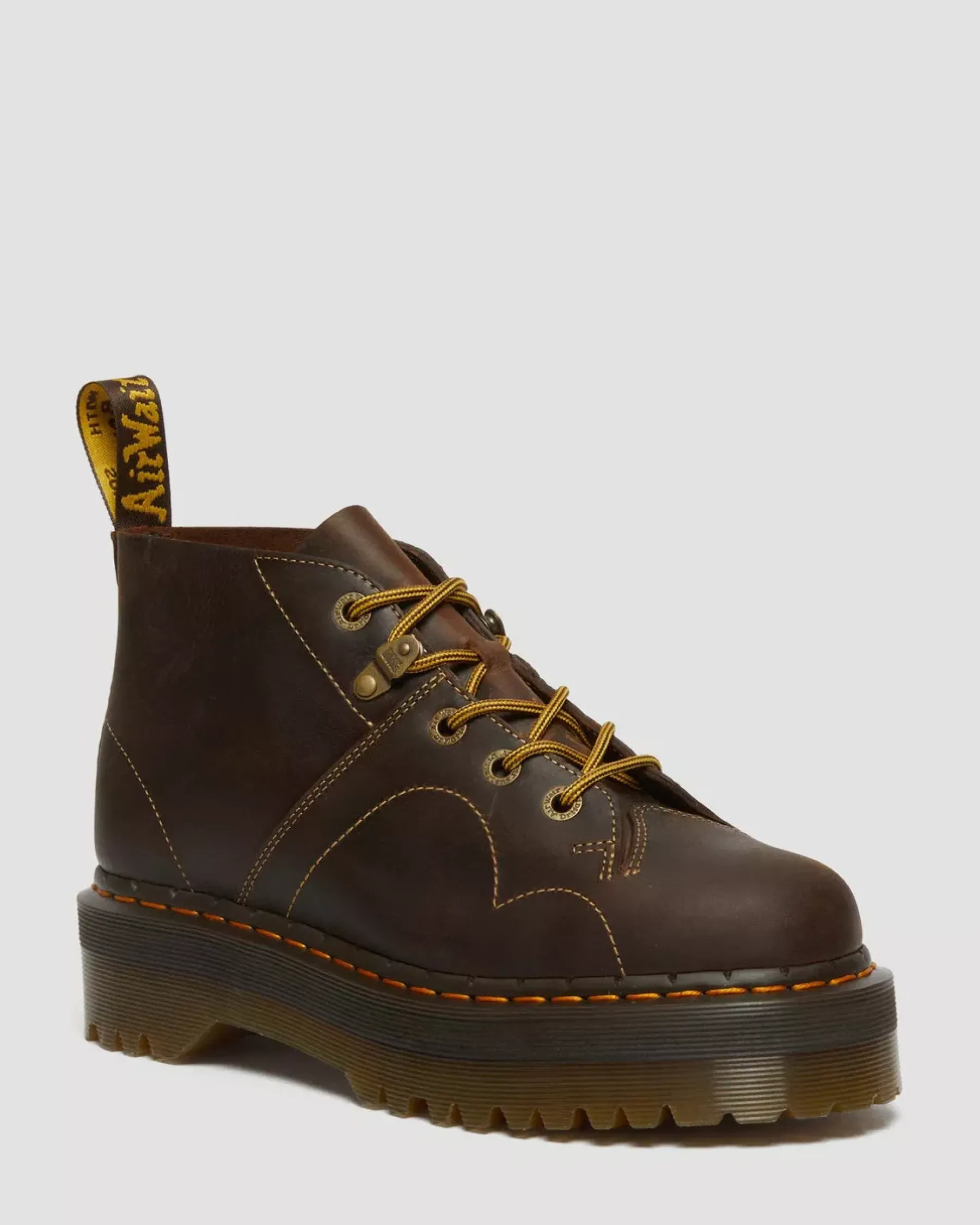 Ankle Boots|Platforms>Dr. Martens Church Arc Crazy Horse Platform Monkey Boots Dark Brown — Crazy Horse