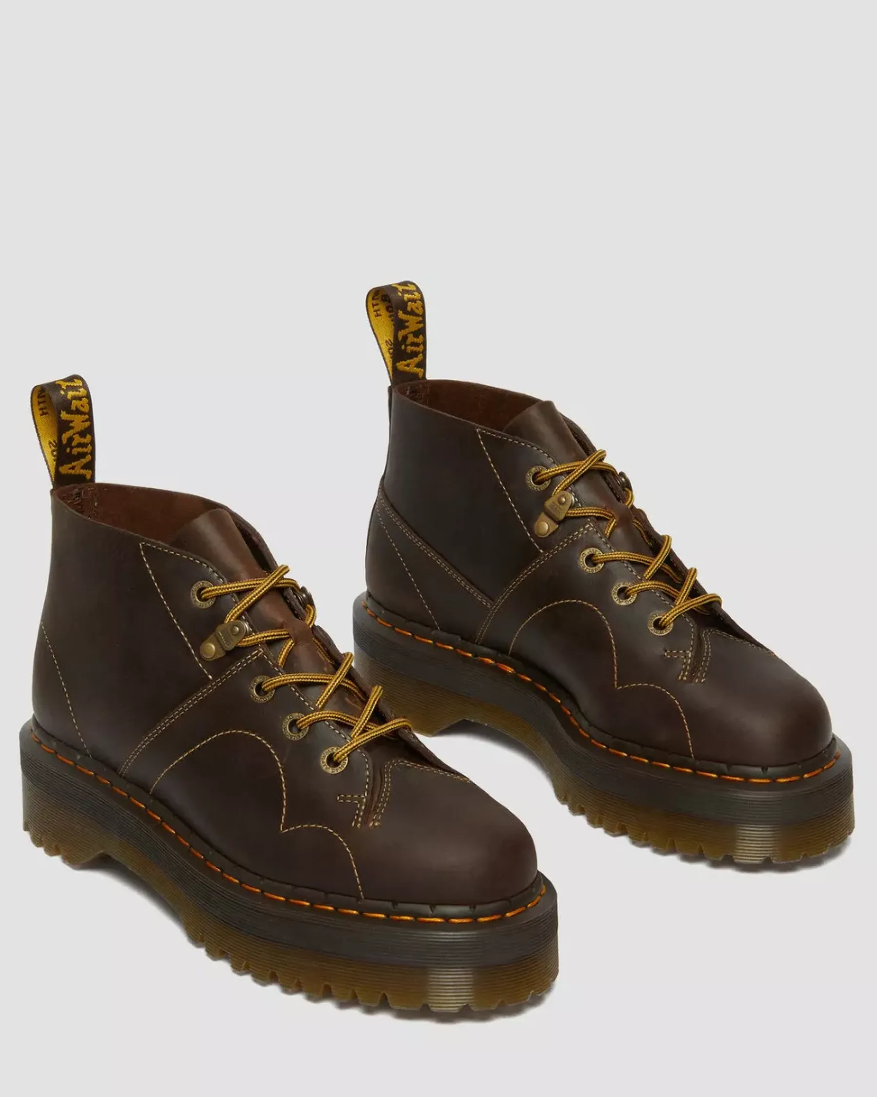 Ankle Boots|Platforms>Dr. Martens Church Arc Crazy Horse Platform Monkey Boots Dark Brown — Crazy Horse