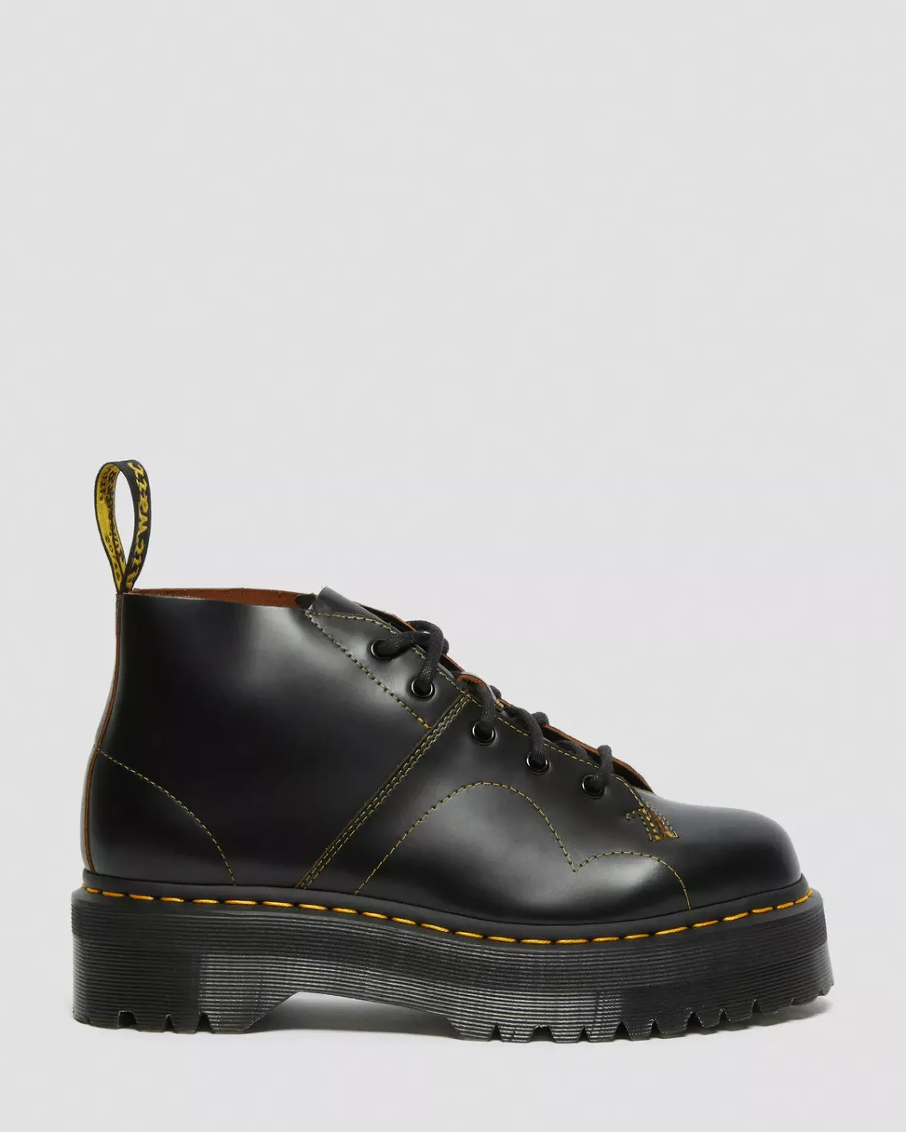 Bestsellers|Platform Boots>Dr. Martens Church Platform Monkey Boots Black — Vintage Smooth
