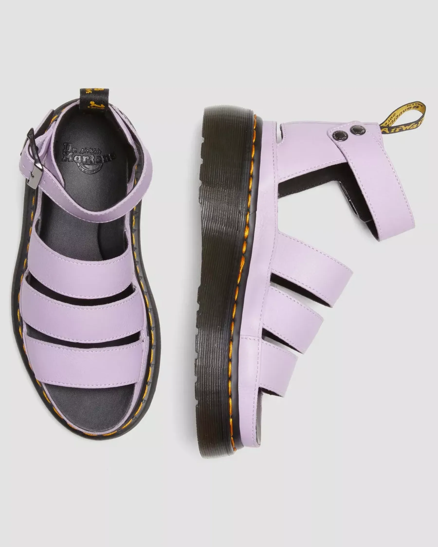 Sale|Platform Sandals>Dr. Martens Clarissa II Pisa Leather Platform Strap Sandals Lilac — Pisa