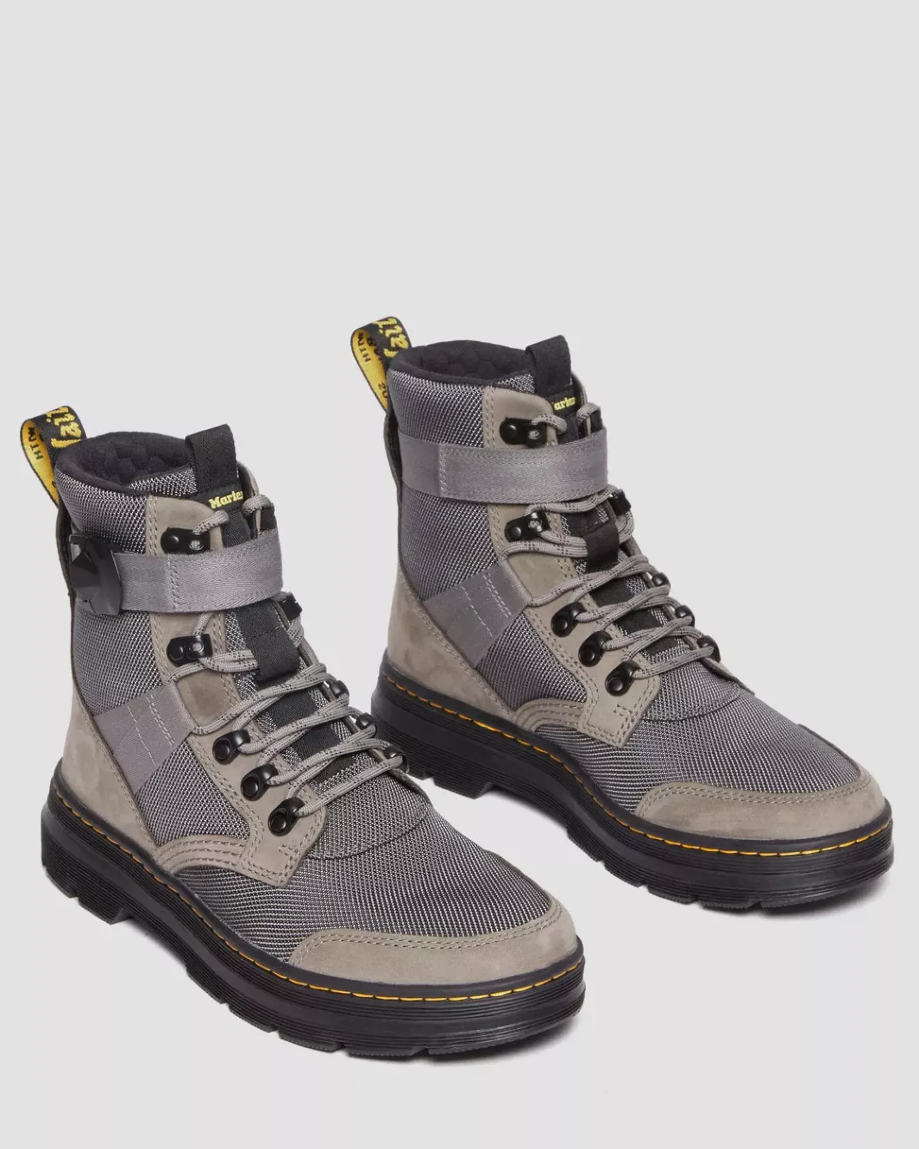 Sale|Winter Boots>Dr. Martens Combs Tech II Fleece-Lined Casual Boots NICKEL GREY — Buffbuck Two Tone Nylon
