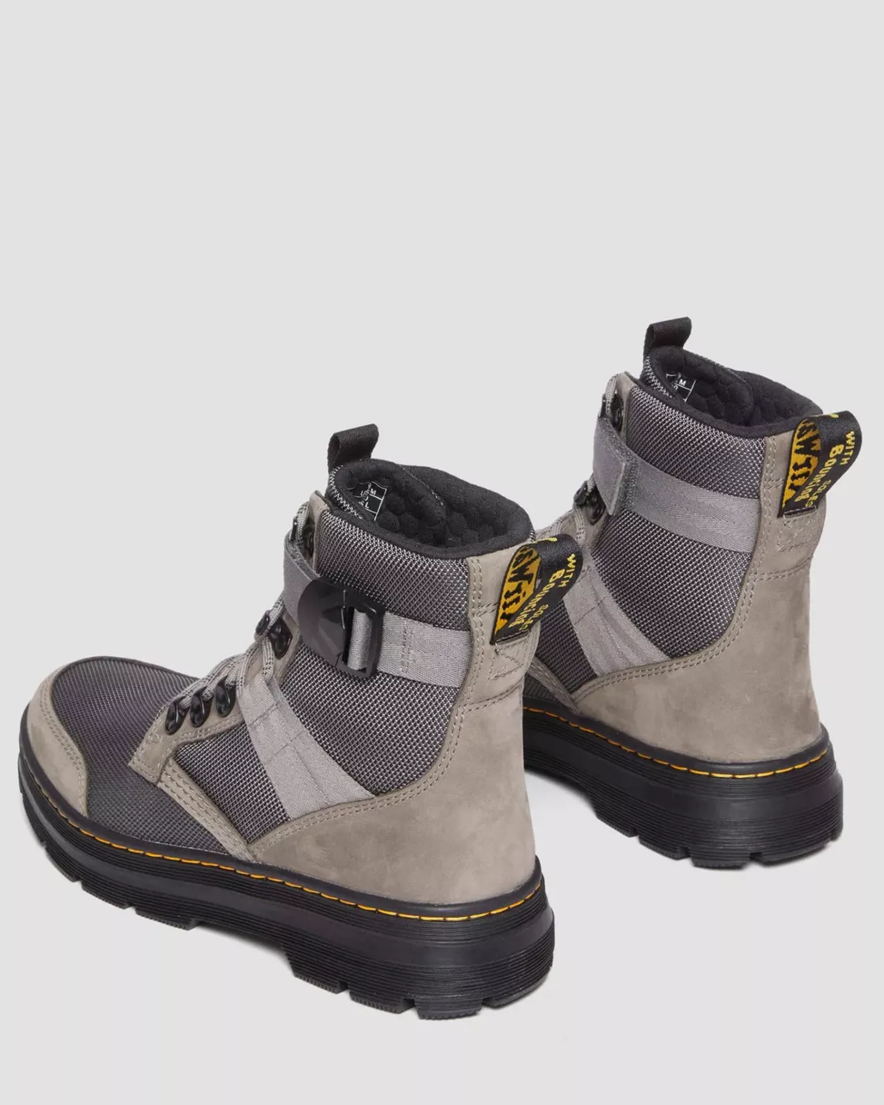 Sale|Winter Boots>Dr. Martens Combs Tech II Fleece-Lined Casual Boots NICKEL GREY — Buffbuck Two Tone Nylon