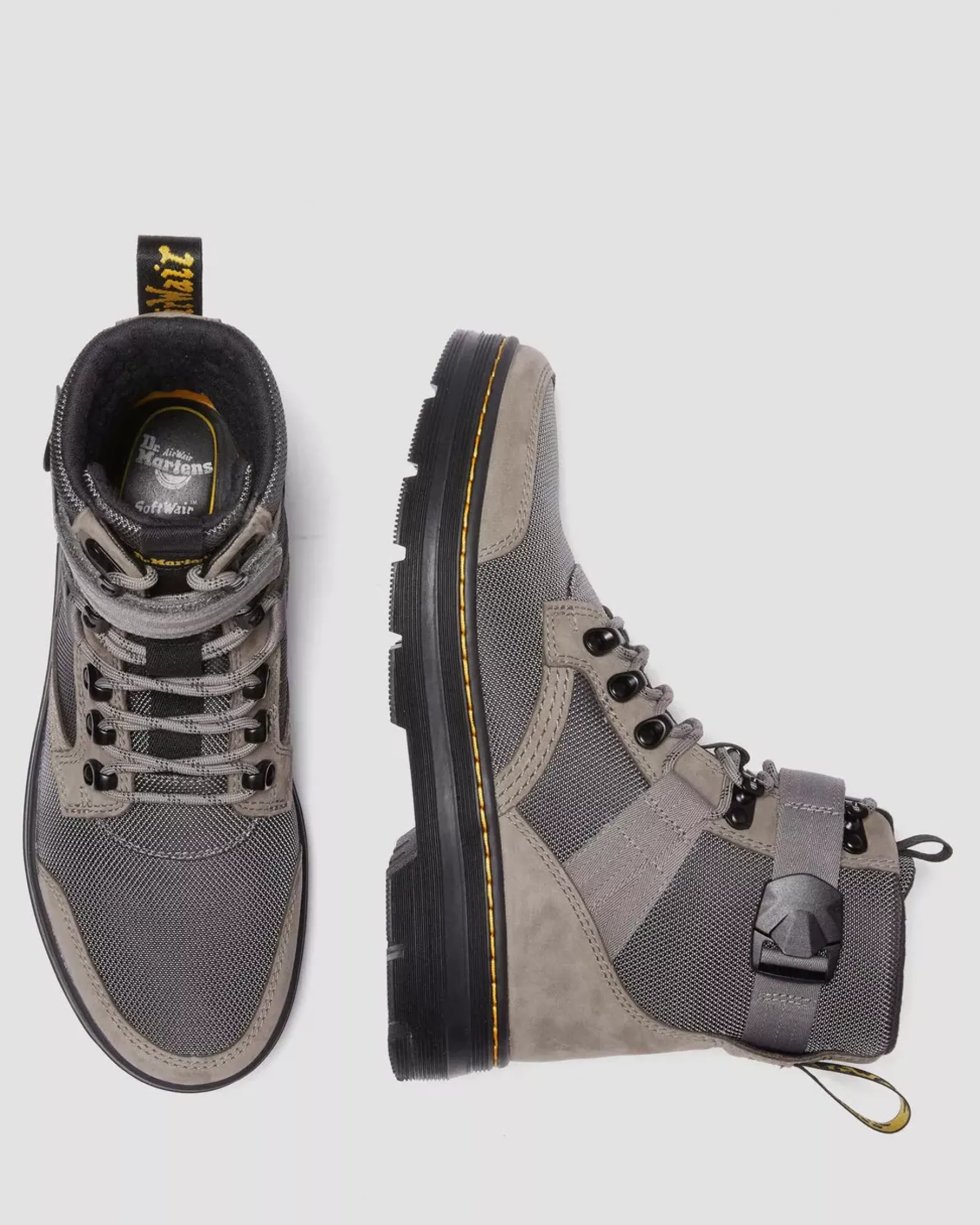 Sale|Winter Boots>Dr. Martens Combs Tech II Fleece-Lined Casual Boots NICKEL GREY — Buffbuck Two Tone Nylon