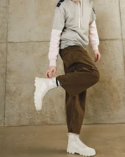 Ankle Boots|Boots>Dr. Martens Combs Tech Poly & Suede Casual Boots Off White+Natural — Poly Ripstop + Eh Suede + Ajax