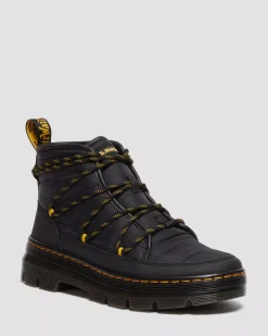 Sale|Winter Boots>Dr. Martens Combs Women's Padded Casual Boots BLACK — Rubberised Leather+Warm Quilted