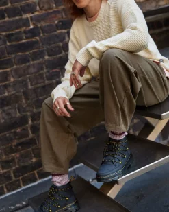 Sale|Winter Boots>Dr. Martens Combs Women's Padded Casual Boots BLACK — Rubberised Leather+Warm Quilted