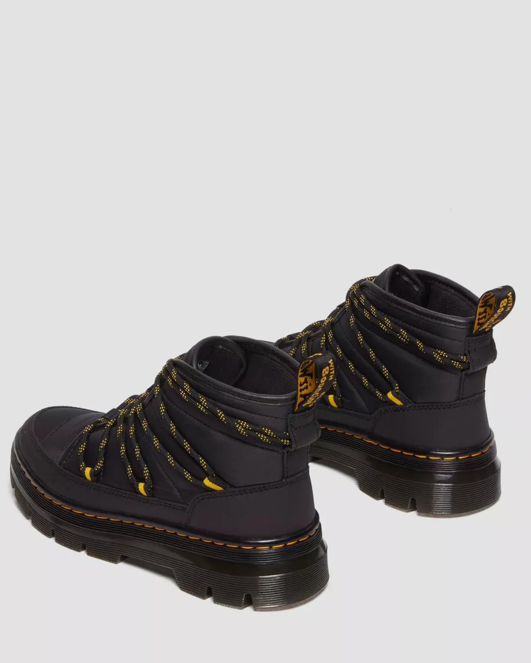Sale|Winter Boots>Dr. Martens Combs Women's Padded Casual Boots BLACK — Rubberised Leather+Warm Quilted