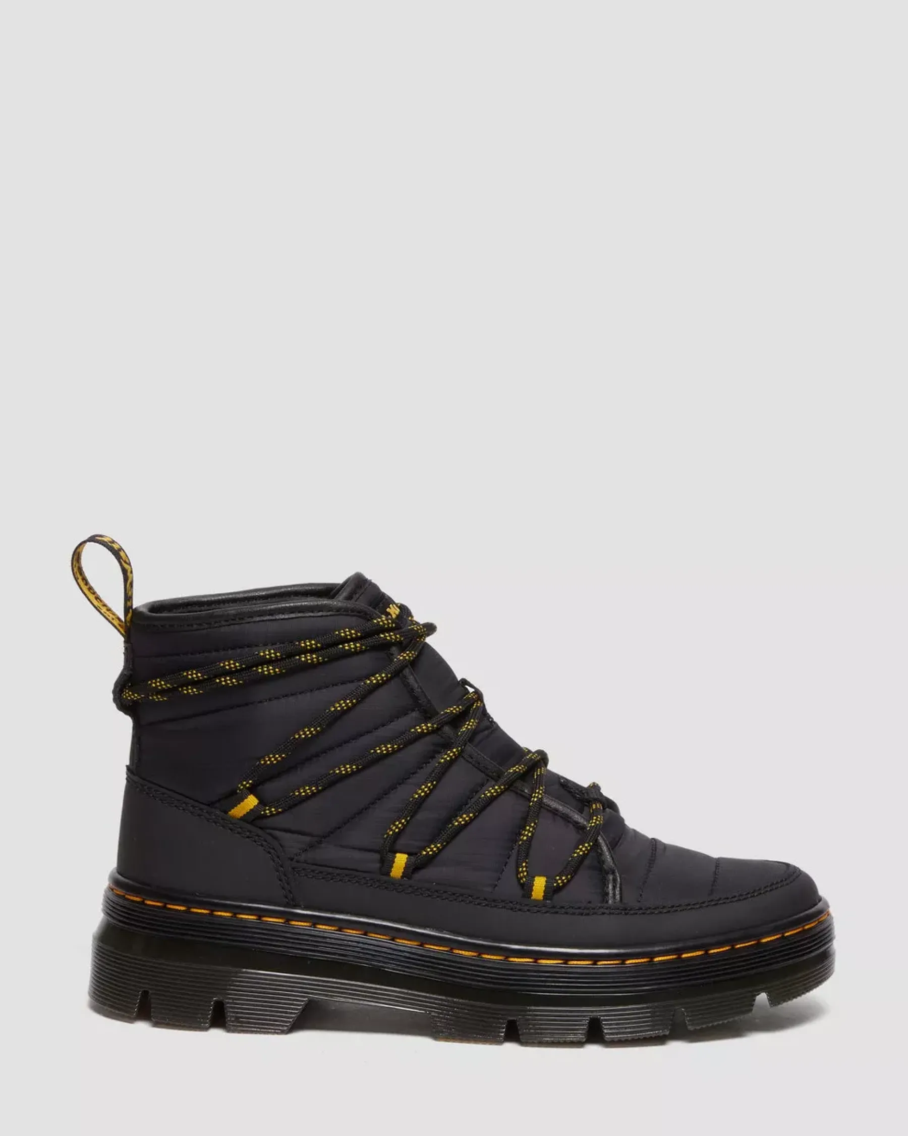 Sale|Winter Boots>Dr. Martens Combs Women's Padded Casual Boots BLACK — Rubberised Leather+Warm Quilted