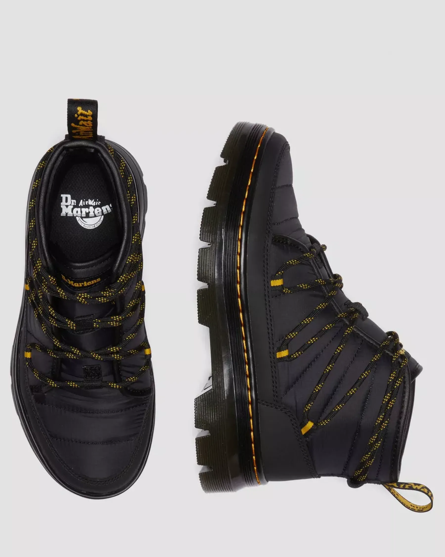 Sale|Winter Boots>Dr. Martens Combs Women's Padded Casual Boots BLACK — Rubberised Leather+Warm Quilted