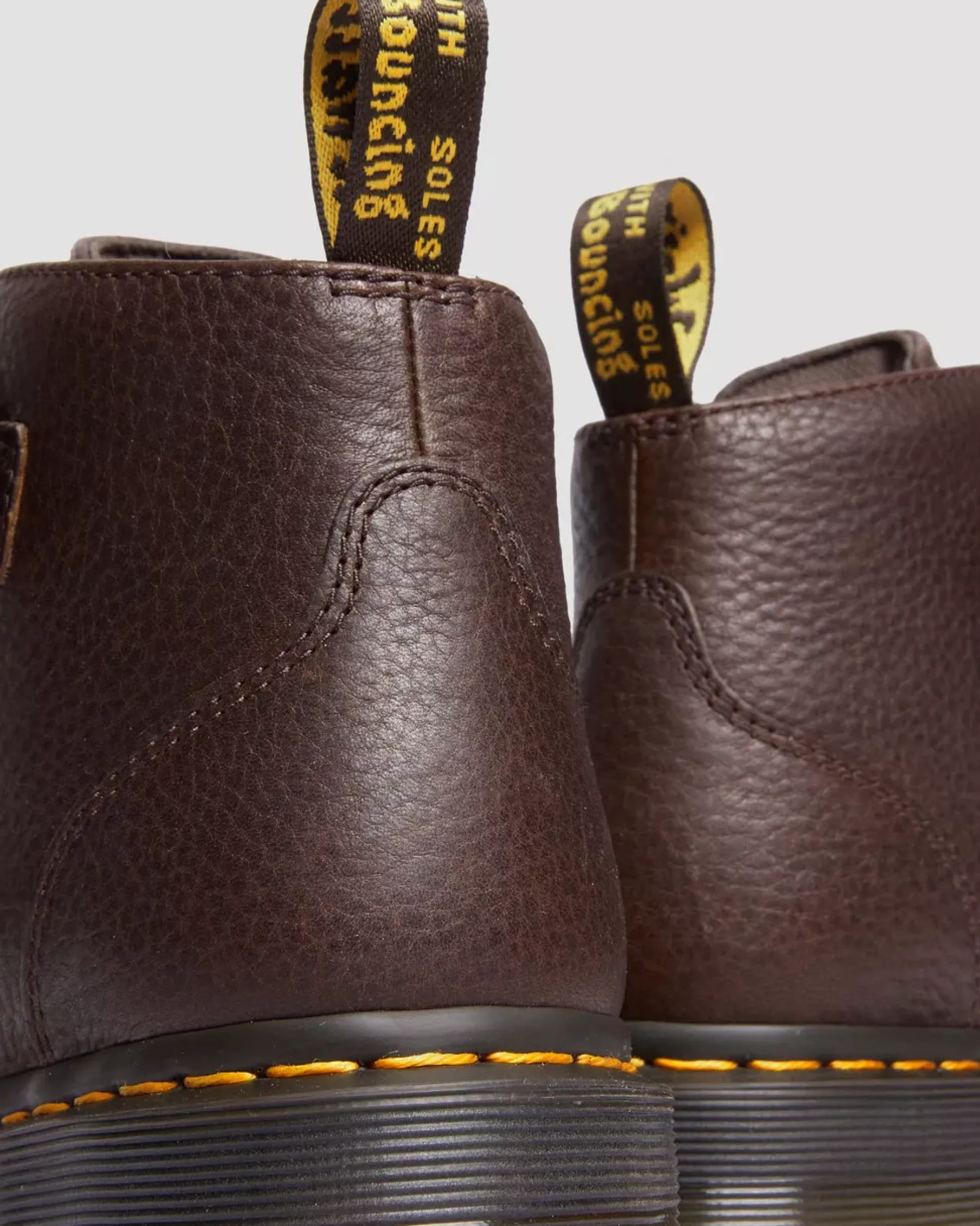 Sale|Platform Boots>Dr. Martens Devon Flower Buckle Grizzly Leather Platform Boots Dark Brown — Grizzly