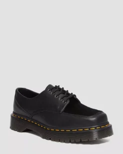 Sale|Oxfords>Dr. Martens 5-Eye Bex Square Toe Hair-On & Leather Shoes BLACK — Lucido + Hair On