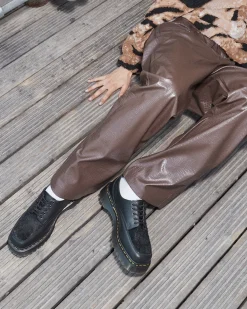 Sale|Oxfords>Dr. Martens 5-Eye Bex Square Toe Hair-On & Leather Shoes BLACK — Lucido + Hair On