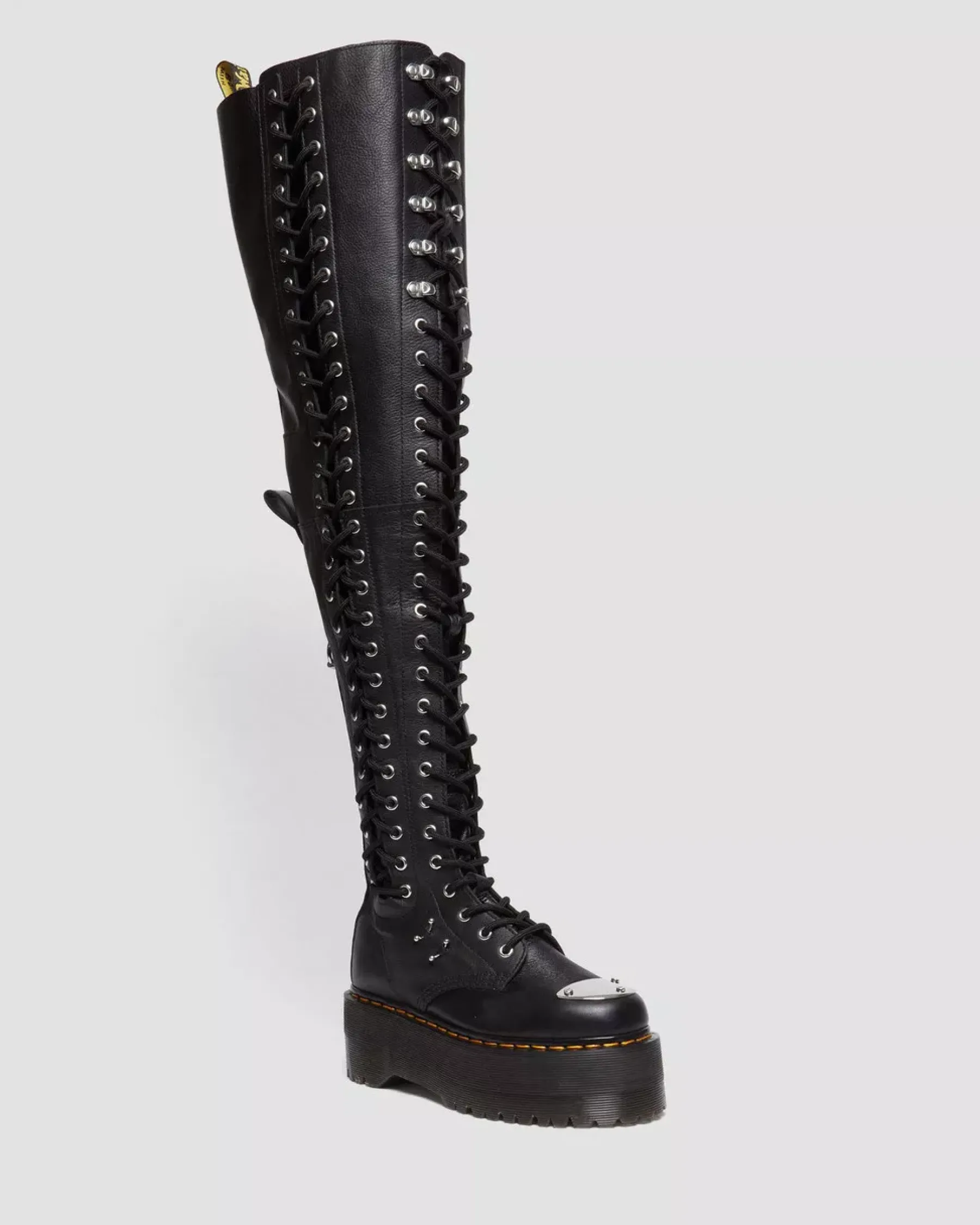 Platform Boots|Platforms>Dr. Martens 28-Eye Extreme Max Virginia Leather Knee High Boots Black — Virginia