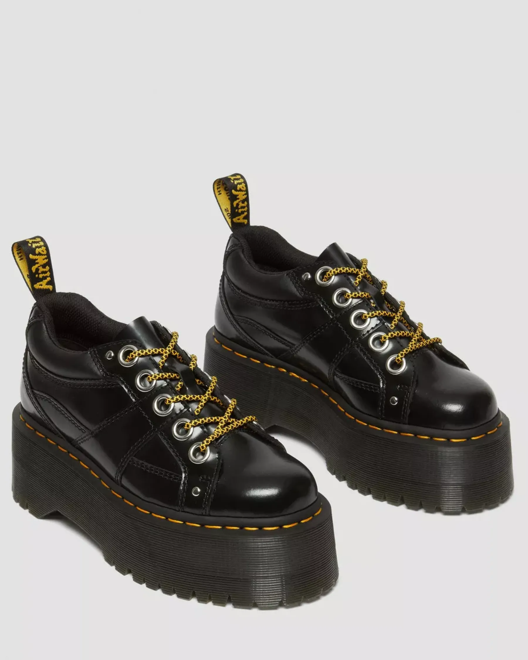 Platform Shoes|Platforms>Dr. Martens 5-Eye Max Buttero Leather Platform Shoes Black — Buttero